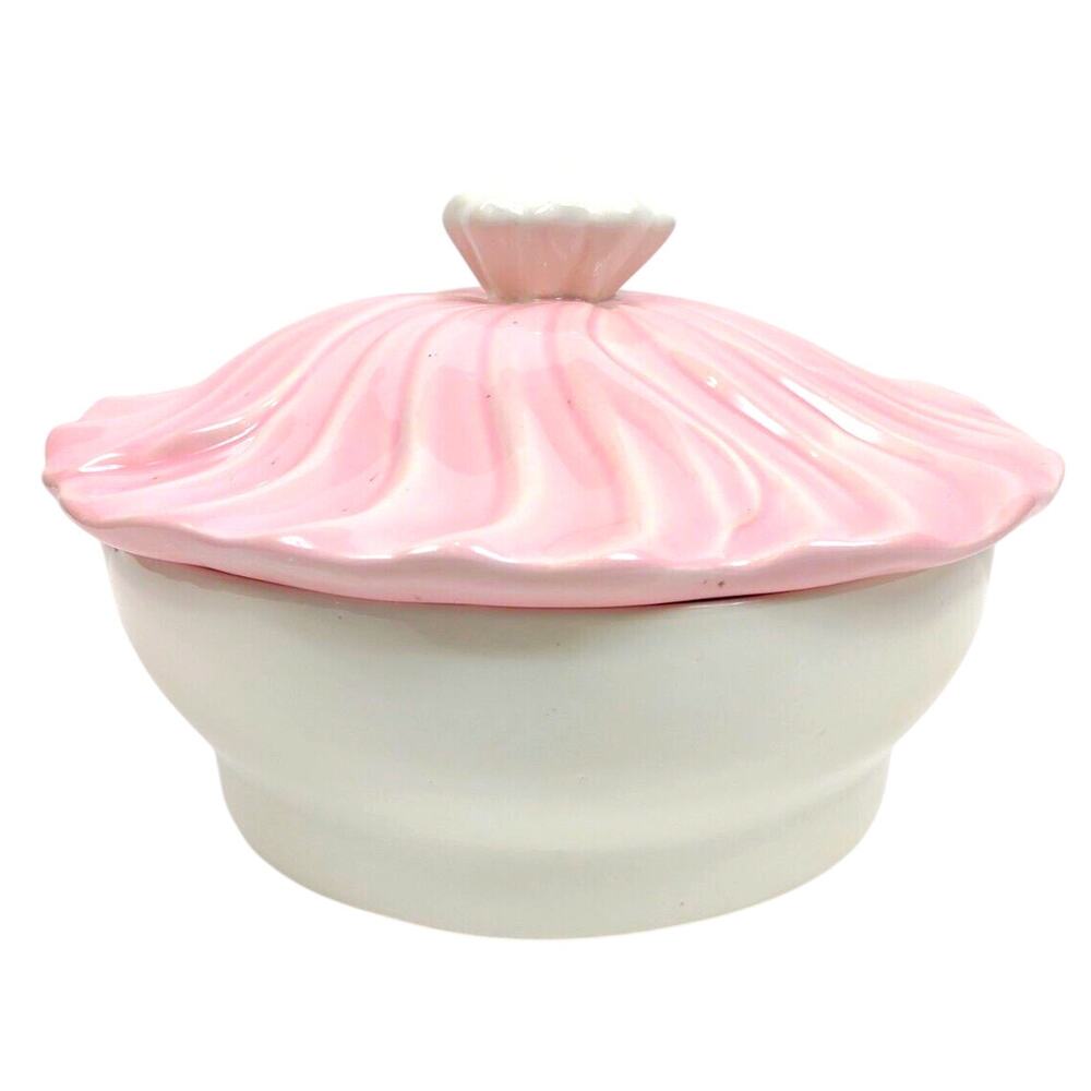 California Pottery USA Serving Bowl Soup Tureen w Lid Casserole Dish Pink # 367